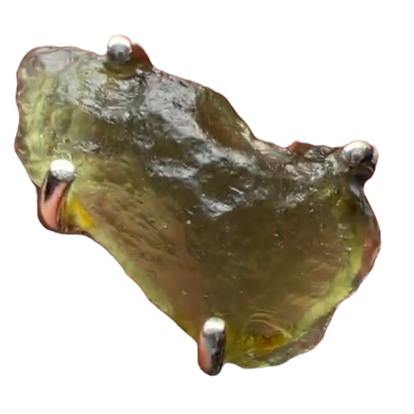 Sterling silver and genuine 👽🛸Moldavite 👽🛸free form ring size 8 - Picture 14 of 15